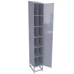 Шкаф для 12 противогазов ХПГ-12 (на подставке) с дверью 2104x300x396 мм Светло-серый
