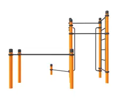 3 турника, параллельные брусья для колясочников, шведская стенка, перекладина для отжиманий и вертикальные поручни для ОВ «Титан»