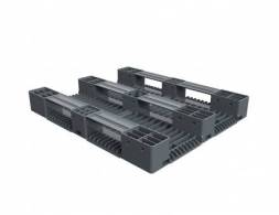 Паллет (поддон) пластиковый усиленный перфорированный на 3-х полозьях, 1200х1000х150 мм, серый [02.114.91.PEF.T10Х]