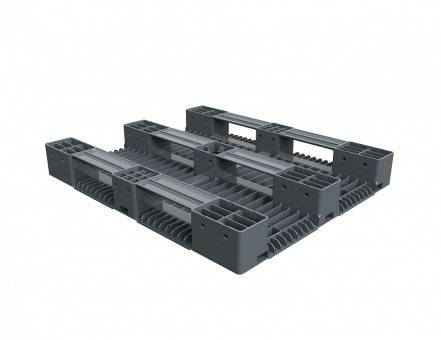 Паллет (поддон) пластиковый усиленный перфорированный на 3-х полозьях, 1200х1000х150 мм, серый [02.114.91.PEF.T10Х]