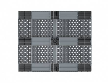 Паллет (поддон) пластиковый усиленный перфорированный на 3-х полозьях, 1200х1000х150 мм, серый [02.114.91.PEF.T10Х]