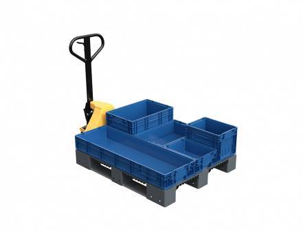 Паллет (поддон) пластиковый усиленный перфорированный на 3-х полозьях, 1200х1000х150 мм, серый [02.114.91.PEF.T20X]