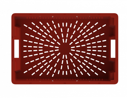Ящик пластиковый пищевой конусный перфорированный, 600х400х200 мм, красный [12.433.99.PE.R]