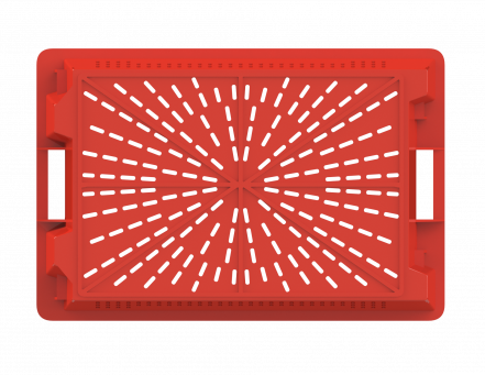 Ящик пластиковый пищевой конусный перфорированный, 600х400х200 мм, красный [12.433.99.PE.R]