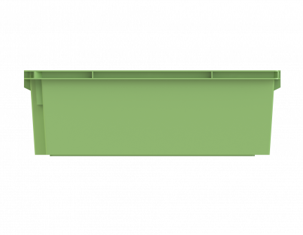 Ящик пластиковый универсальный пищевой конусный сплошной, 600х400х200 мм, зеленый [12.433F.71.PE.R]