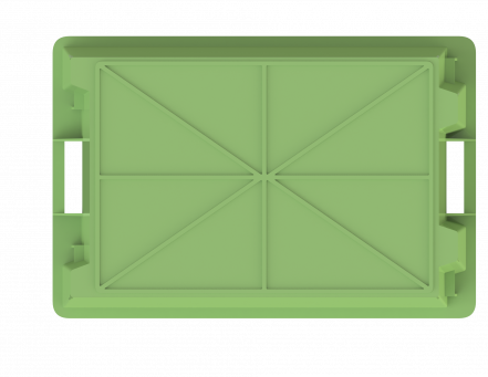 Ящик пластиковый универсальный пищевой конусный сплошной, 600х400х200 мм, зеленый [12.433F.71.PE.R]