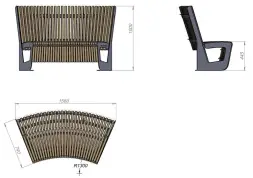 Скамейка стальная полукруглая «Авиньон» 1560 мм