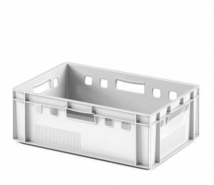 Ящик пластиковый для мяса Е2 (глубокой заморозки), 600х400х200 мм, белый