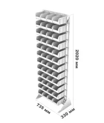 Стойка Стелла-техник односторонняя D1-00-12-00 с ящиками, 2020х735 мм