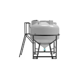 Емкость ЦКТ 3000 л с патрубком 90мм с фланцем белая в обрешетке с лестницей