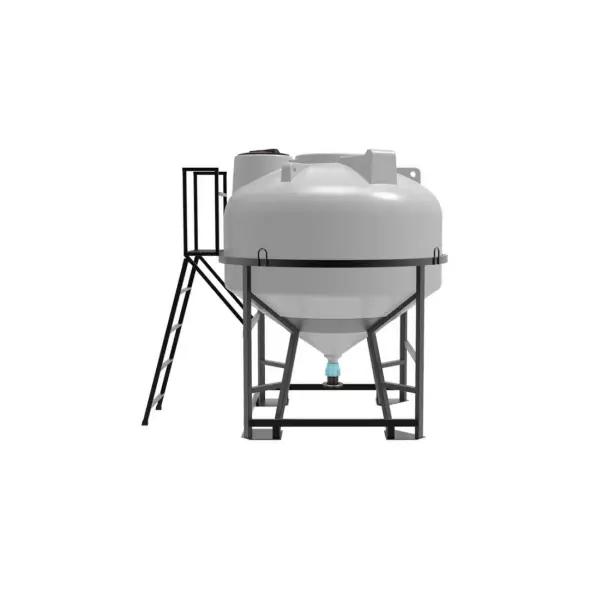 Емкость ЦКТ 3000 л с патрубком 90мм с фланцем белая в обрешетке с лестницей