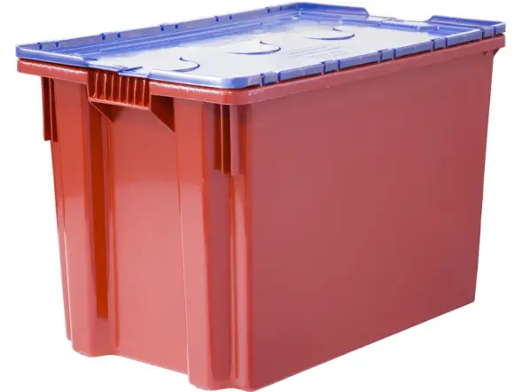 Ящик пластиковый сплошной с крышкой, 600x400x415 мм, 75 л, красный [605-1 SP]