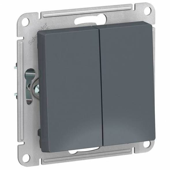 Выключатель двухклавишный ATLASDESIGN схема 5 10АХ механизм грифель (ATN000751)
