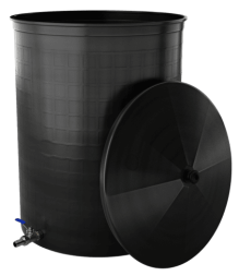 Бочка пластиковая садовая с краном 3/4" из латуни для дождевой воды и полива, 150л, черный [342]