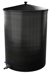 Бочка пластиковая садовая с краном 3/4" из латуни для дождевой воды и полива, 150л, черный [342]