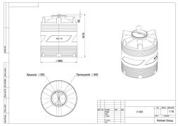 Бочка (емкость) пластиковая вертикальная с крышкой, 500 л, черный [TV500S1]