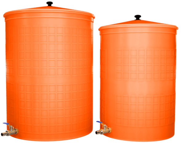 Бочка пластиковая садовая с краном 3/4" из латуни для дождевой воды и полива, 150л, терракотовый [352]