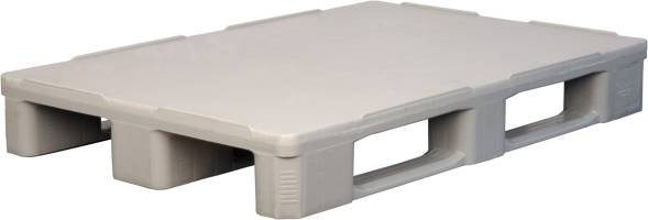 Паллет (поддон) пластиковый гигиенический усиленный cплошной на 3-х полозьях, 1200х800х160 мм, серый [IR 1208-3R-G-H]
