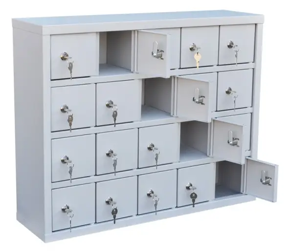 Шкаф для хранения мобильных телефонов на 20 ячеек 580x720x200 мм Серый