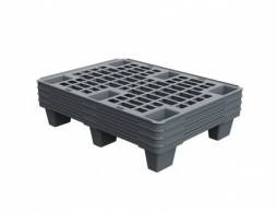 Паллет (поддон) пластиковый перфорированный на ножках, 800х600х140 мм, бирюзовый [02.116.75]