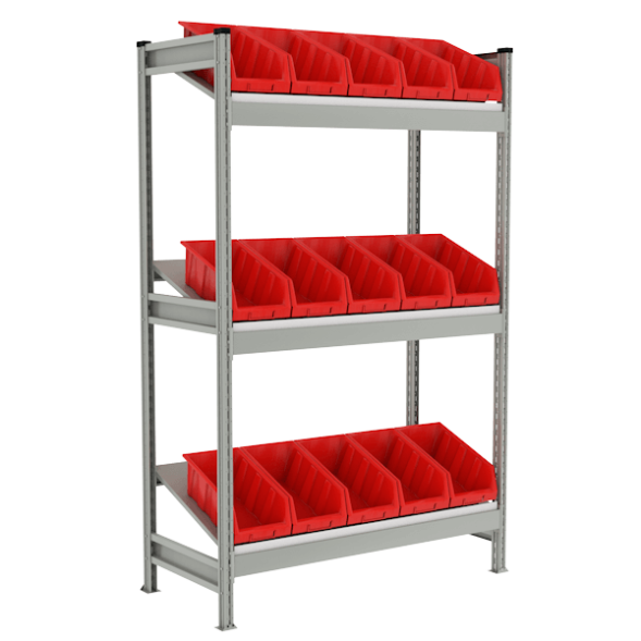 Стеллаж с наклонными полками металлический СТ-023 2000x1200x585 [13704]