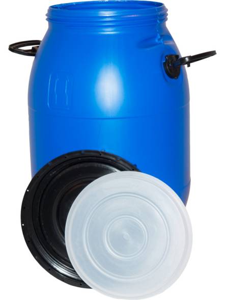 Бочка (бидон) пластиковая с крышкой и ручками, 50 л, синий [БПЗ 50]