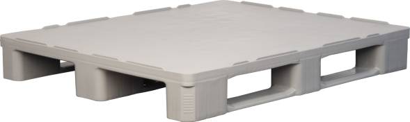 Паллет (поддон) пластиковый гигиенический усиленный cплошной на 3-х полозьях, 1200х1000х160 мм, серый [IR 1210-3R-G-H]