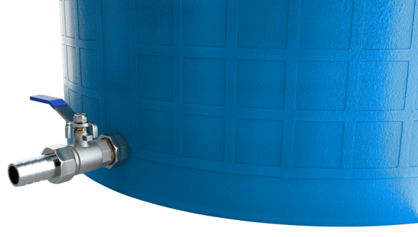 Бочка пластиковая садовая с краном 3/4" из латуни для дождевой воды и полива, 150л, голубой [362]