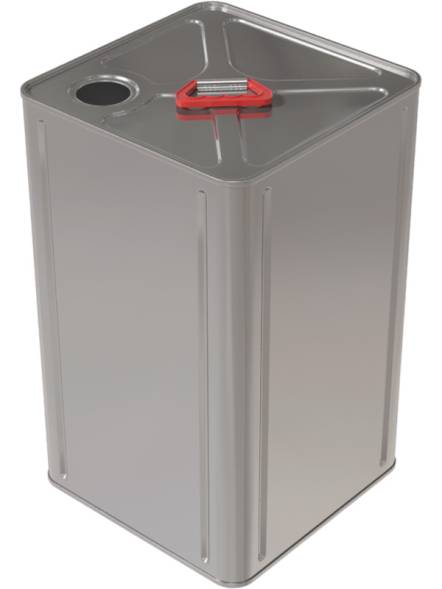 Канистра металлическая квадратная с пластиковой ручкой, 20 л, отверстие под берикап 42мм, серебристый [4111]