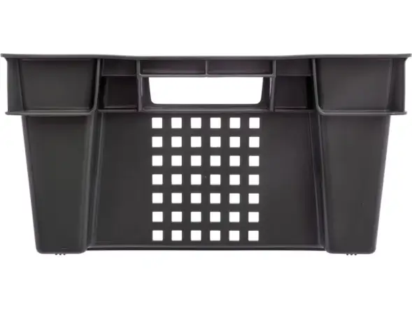 Ящик пластиковый перфорированный, 600x400x200 мм, 48 л, черный [102]