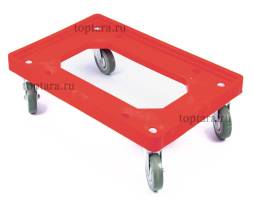 Тележка для ящиков красная, 4 колеса 100 мм