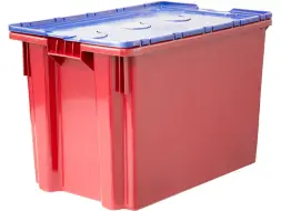 Ящик пластиковый сплошной с крышкой, 600x400x415 мм, 75 л, красный [605-1 SP ГД М]