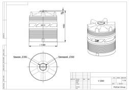 Емкость (резервуар) пластиковая вертикальная с крышкой, 2000 л, черный [TV2000S1]