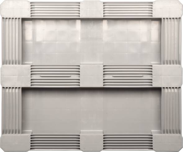 Паллет (поддон) пластиковый гигиенический cплошной на 5-ти полозьях, 1200х1000х160 мм, серый [IR 1210-5R-G]