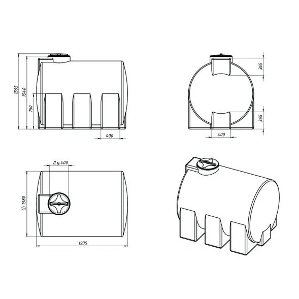 Емкость КАС 3000 ЭВГ с откидной крышкой красный