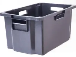 Ящик пластиковый сплошной, 600x400x300 мм, 52 л, черный [218-1]