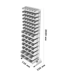 Стойка Стелла-техник односторонняя D1-07-05-02 с ящиками, 2020х735 мм