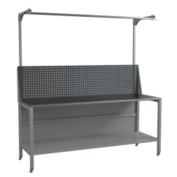 Верстак 2000 с колёсами, одинарным экраном с консолями и полкой [17110]