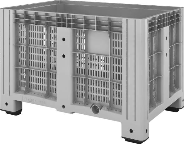 Крупногабаритный перфорированный пластиковый контейнер на ножках SDBOX, 1200х800х800 мм, серый [SDBOX 1208 P серый]