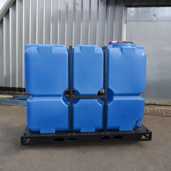 Емкость ST 2000л с патрубками 100мм под плотность до 1.2 г/см3 синяя в обрешетке