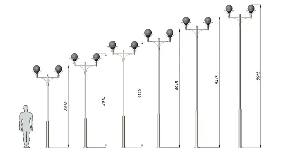 Стальной фонарный столб Т-07-2 со светильниками 4,915 м
