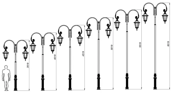 Фонарный столб А-11-2 со светильниками 5,019 м