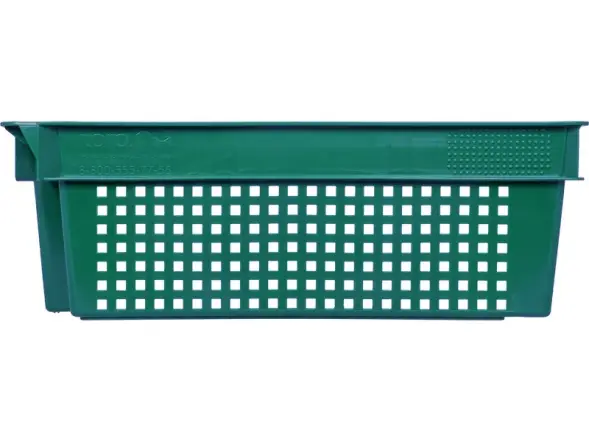 Ящик пластиковый перфорированный, 600x400x200 мм, 48 л, зеленый [102-1]