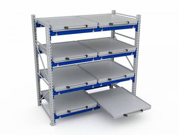 Стеллаж с выкатными платформами ДВК S-HEAVY 500 (4 яруса хранения)