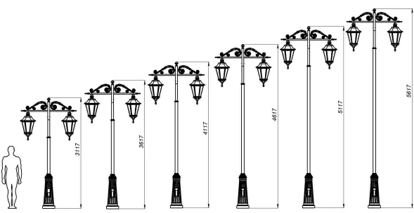 Фонарный столб Л-02-2 со светильниками 4,117 м