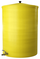 Бочка пластиковая садовая с краном 3/4" из латуни для дождевой воды и полива, 300л, желтый [373]