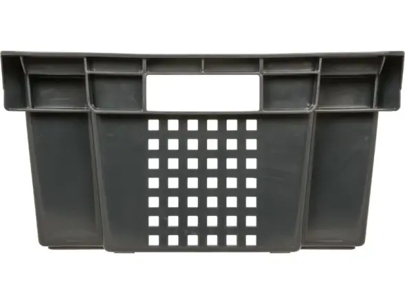 Ящик пластиковый перфорированный, 600x400x200 мм, 48 л, черный [102-1]
