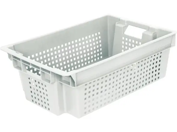 Ящик пластиковый морозостойкий перфорированный, 600x400x200 мм, 48 л, белый [102-1]