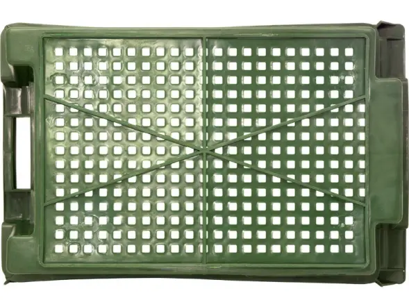 Ящик пластиковый перфорированный, 600x400x200 мм, 48 л, зеленый [102-У]