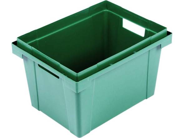 Ящик цветочный пластиковый сплошной, 400x300x350 мм, 42 л, зеленый [434-1]